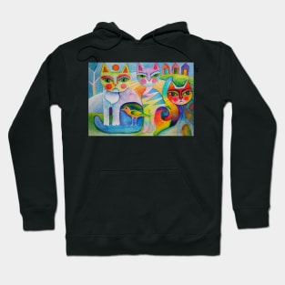 Cats and bird Hoodie